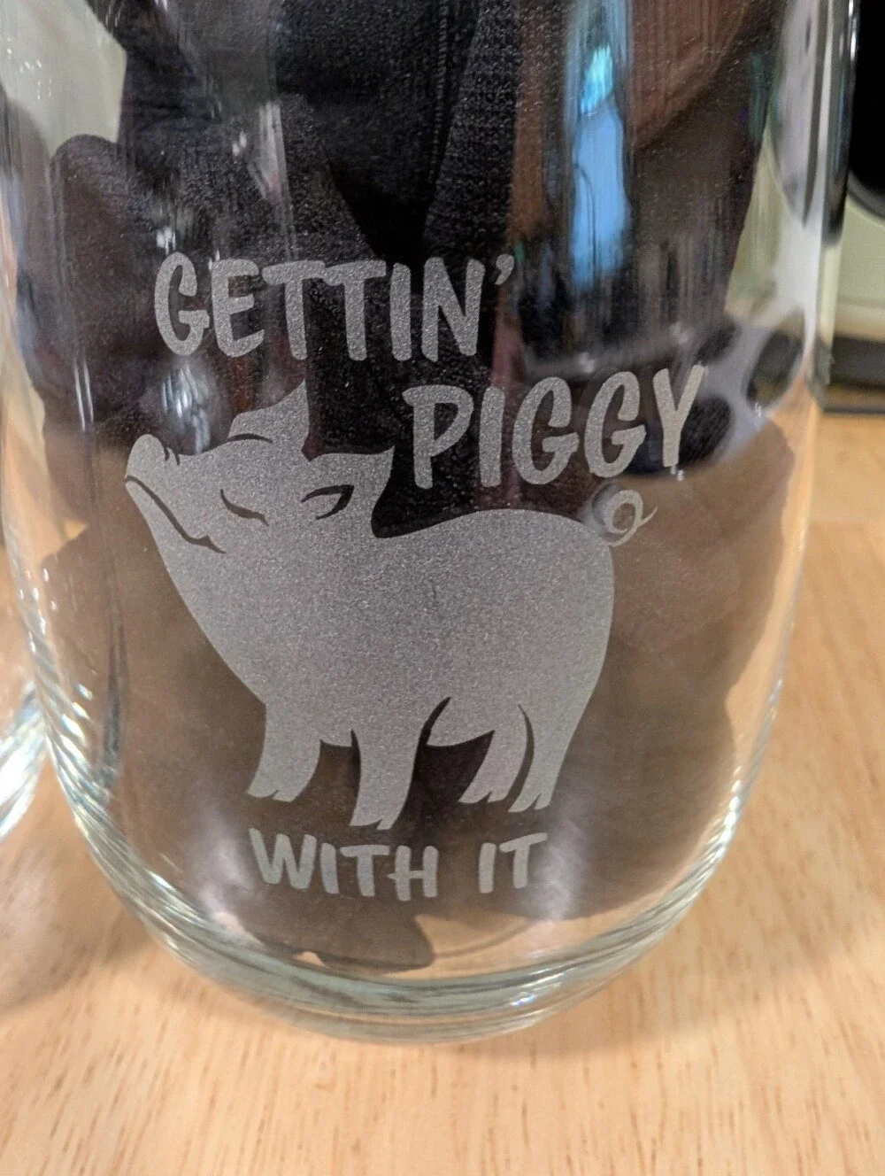 Clear Stemless Glasses with Etched Animal Design - Set of 2